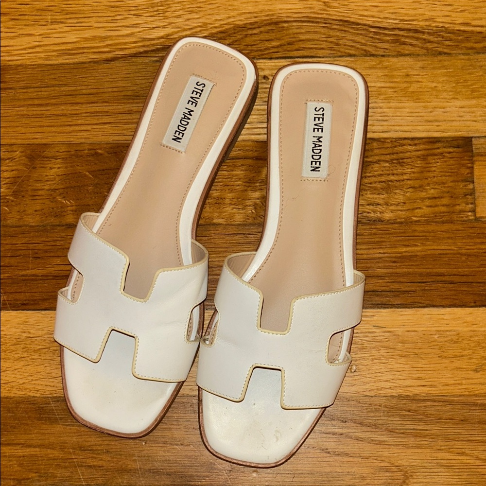 Steve Madden Cream Slide Sandals
